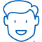 Smiling child's face illustration in blue outline for pediatric dentistry website