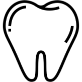 Simple black outline of a tooth representing dental care and pediatric dentistry services.